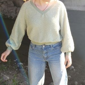 🍵Matcha Fuzzy Cropped Sweater